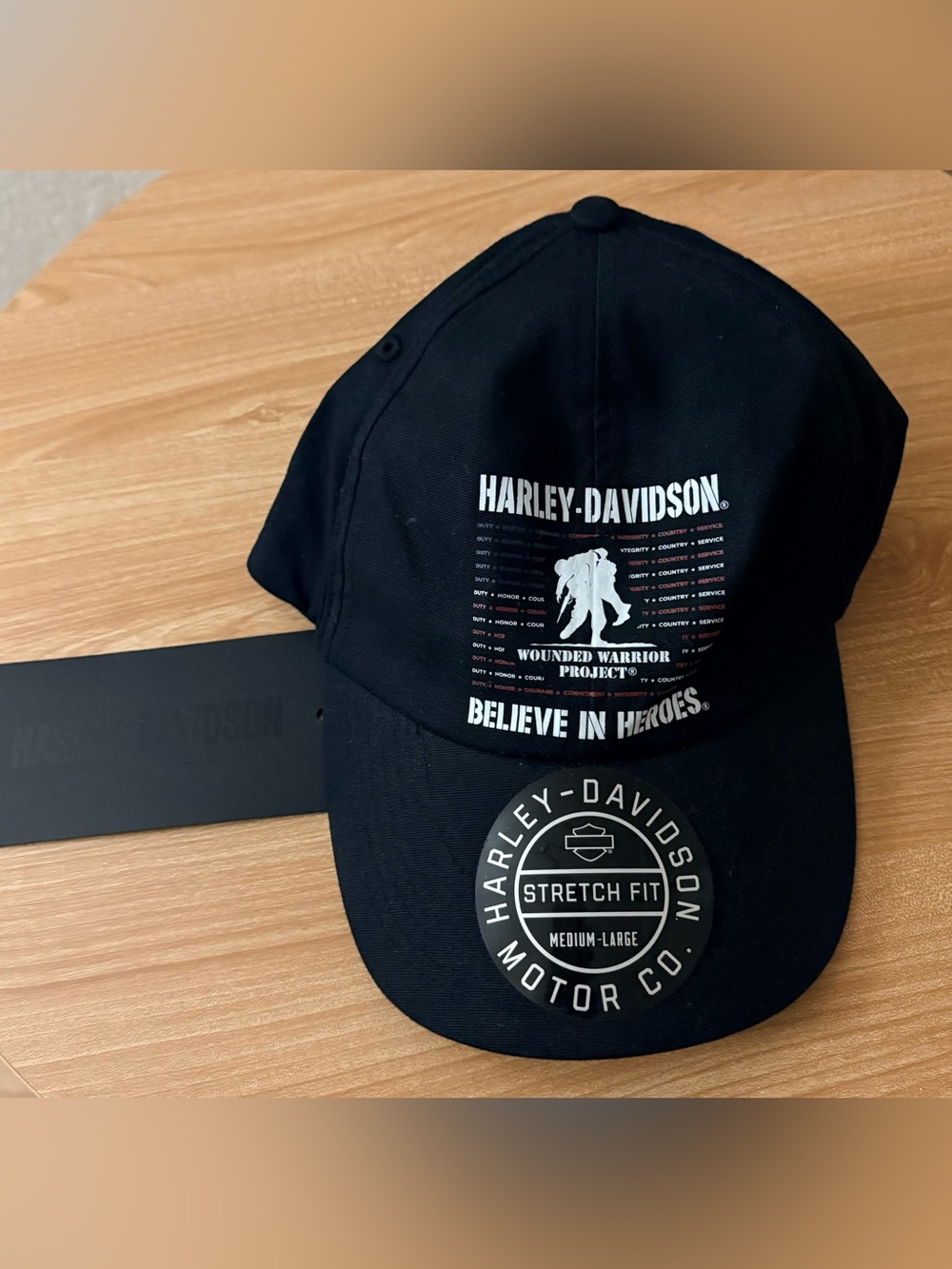 Harley Davidson Wounded Warrior Project Hero Stretch Fit Baseball Cap Hat M/L